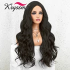 Kryssma 13*4 натуральный черный парик спереди, длинные волнистые синтетические парики для женщин, парики для косплея, Термостойкое волокно, в Африканском и американском стиле