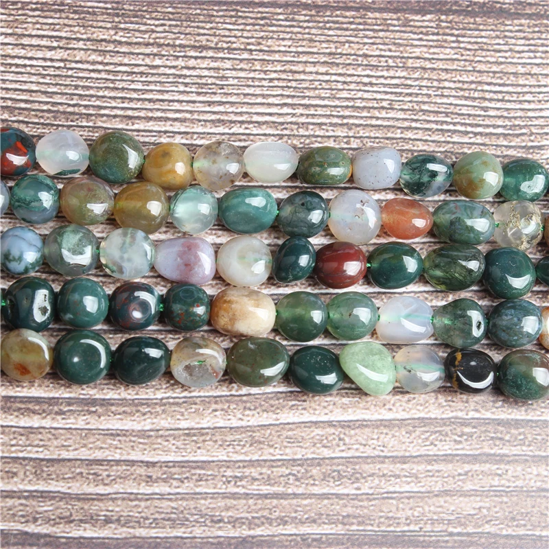 

Lan Li 8x10mm Natural irregular India Agates loose beads smooth loose interval bead jewelry DIY Stone Bracelet Necklace