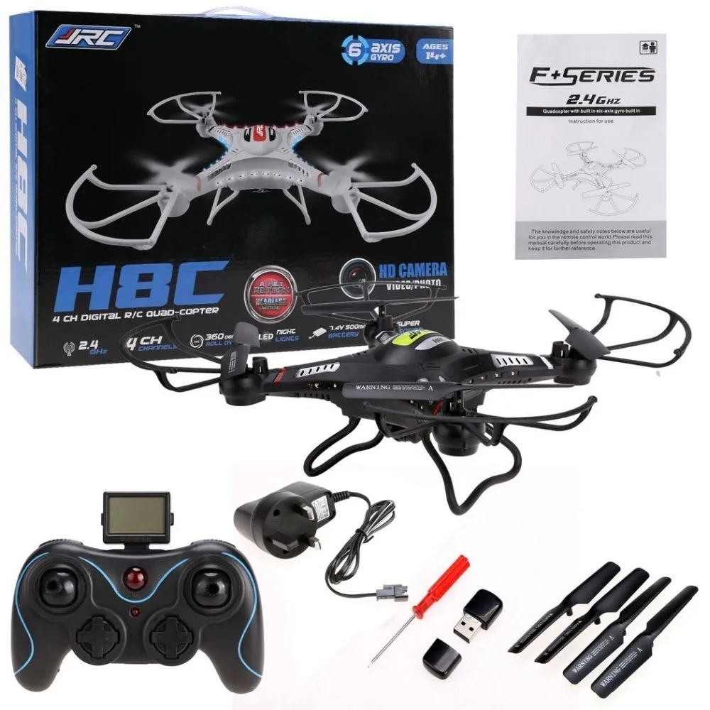 JJRC H8C аэрофотосъемка пульт дистанционного управления Вертолет 2MP HD камера 6 осевой гироскоп 360 градусов Поворотный Светодиодный светильник Дрон ZLRC