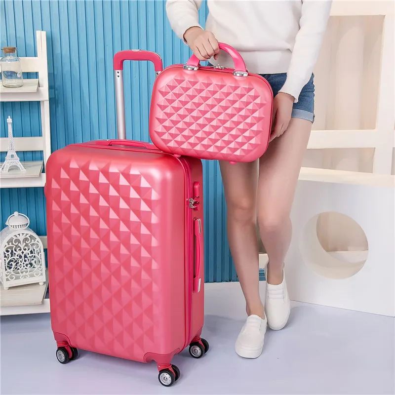 Red(set) Firstmeet прекрасный багаж на колесиках набор для женщин чемодан на колесиках для девочек розовый милый бренд для переноски багажа дорожная сумка с косметичкой - Цвет: Red(set)
