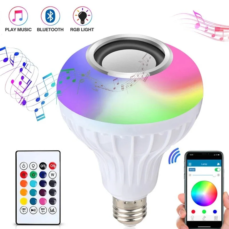 E27 Смарт RGB/RGBW Беспроводной Bluetooth Динамик лампы 12 Вт светодиодный потолочный
