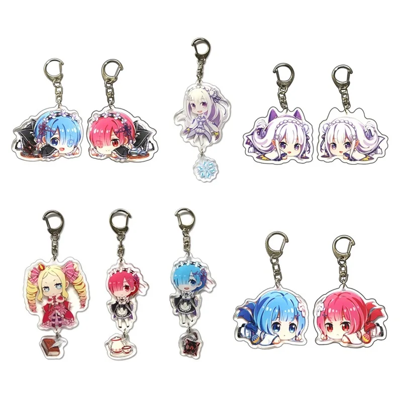 Брелок с акриловой подвеской Rem Ram прекрасный брелок для ключей надписью Re: жизнь