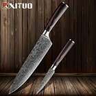 Набор кухонных ножей XITUO наборы шеф-ножей, комплект из 2 предметов, японская Дамасская сталь, с рисунком мясника, пилинга, нарезки лосося, для нарезки дерева
