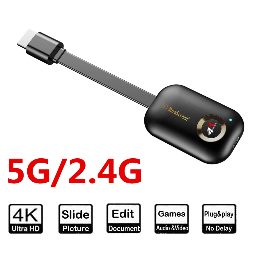 ТВ флешка Mirascreen 2 4G/5G 4K беспроводной адаптер Wi Fi дисплей встроенный ключ