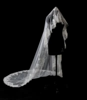 luxury 3 meters full edge with appliques long wedding veil with comb white ivory bridal veil 2020 accessories in stock