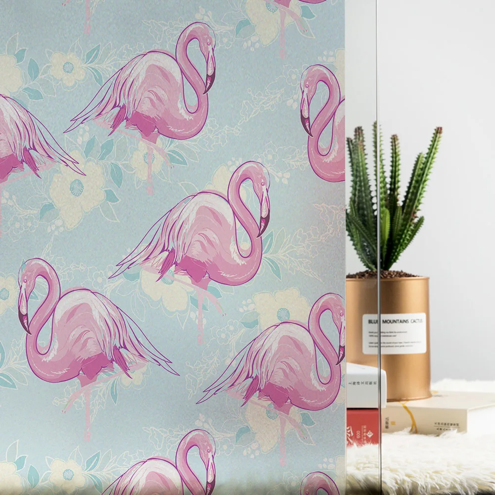 Стеклянная наклейка DICOR в виде розового фламинго красочная фотопленка животного