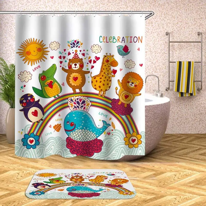 35 шт. водонепроницаемые занавески для ванной с котом и медведем|Шторы душа| |