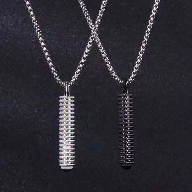 

Retro element personality men's hexagonal column necklace niche design punk trend hip-hop long pendant jewelry party gift