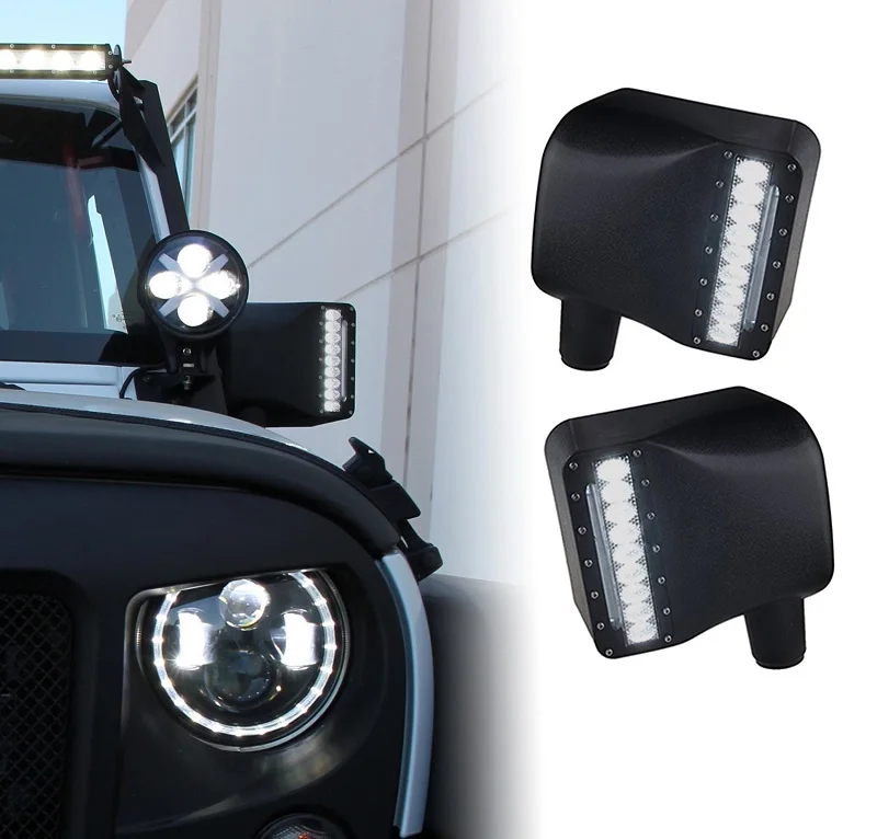 Black Cover Led Turn Signal Mirror For Jeep Wrangler Amber Rear View Side Light JK 07-17 | Автомобили и мотоциклы