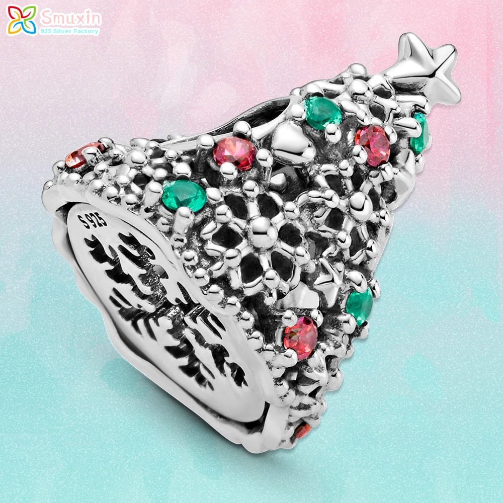 

Smuxin 925 Sterling Silver Glitter Christmas Tree Charm fit Original Pandora Bracelets for Women Jewelry Making Birthday Gift