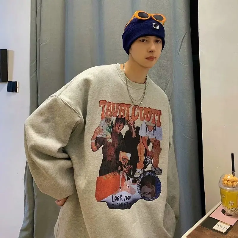 

Men's Women's Crew Neck Sweatshirts Men's Spring Autumn High Street Trend Pullovers Student Couples Jackets Oversize Loose Tops