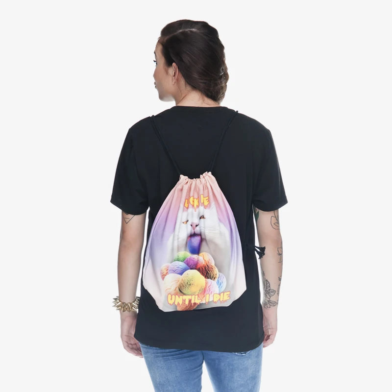Новый 3D мешок с кулиской принтом чулки кота собаки розовый модные Mochila Cuerda дома и