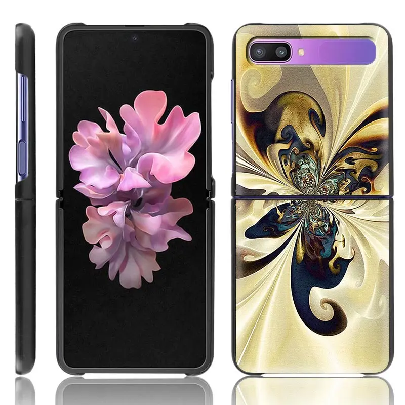 phone case for samsung galaxy z flip cover for zflip 5g cover black hard shell back luxury capa fundas colour marble texture free global shipping