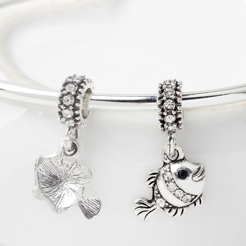 5 шт. Новые Античные посеребренные бусины из цинкового сплава хрустальные