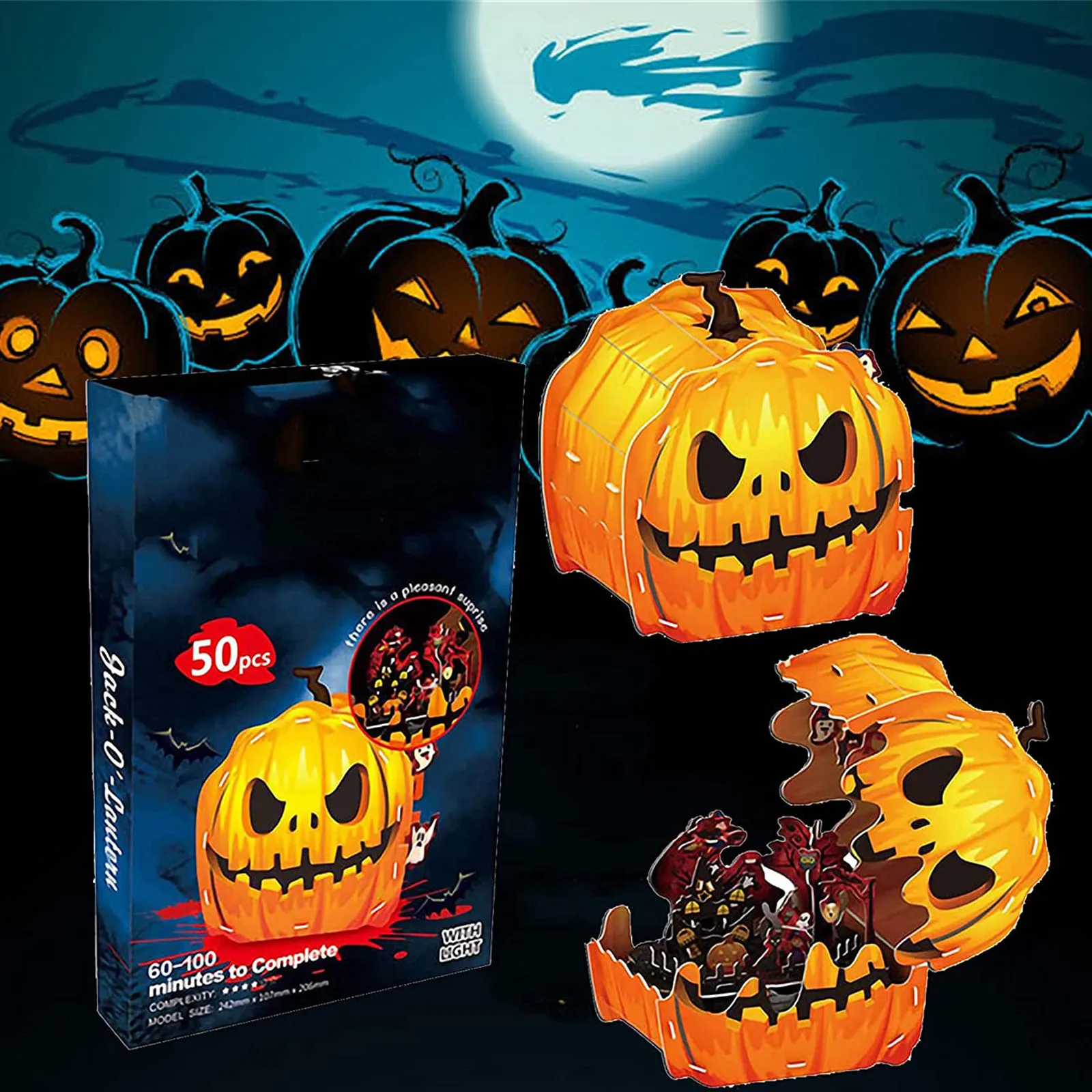 

Puzzle Pumpkin Light 3D Halloween Paper Model MINI Jigsaw Educational Toys Christmas Gift Toy for Children Desktop Decoration