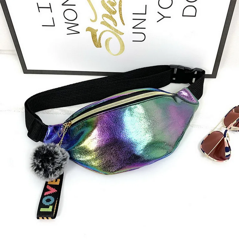 

Cool Sequins Printing Waist Bag For Woman 2021 Fashion Girls Shoulder Belt Bags Kids Waist Packs Glitter Phone Bling Pouch