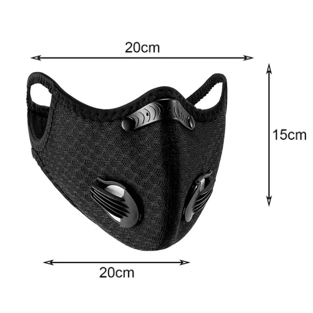 Модная спортивная маска для лица с фильтром активированным углем дышащая