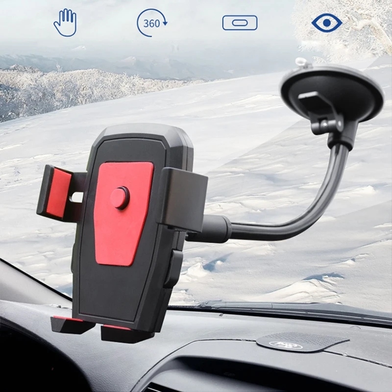 

Car Phone Gooseneck Windshield Mount Cradle Suction Cup Stand for 60-100mm Width Devices 360°rotation Free Rotations Stand