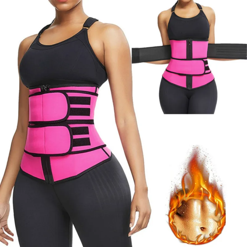

2020 New women Waist Trainer Fitness Sauna Sweat Neoprene Slimming Belt Girdle Shapewear Modeling Strap Zipper Body Shaper