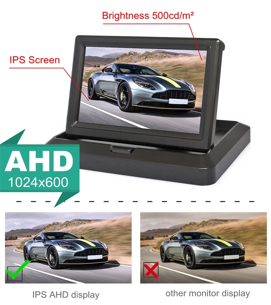 Автомобильная камера заднего вида DIYSECUR с 5 &quotAHD IPS 1024x600 разрешение 1920*1080 угол