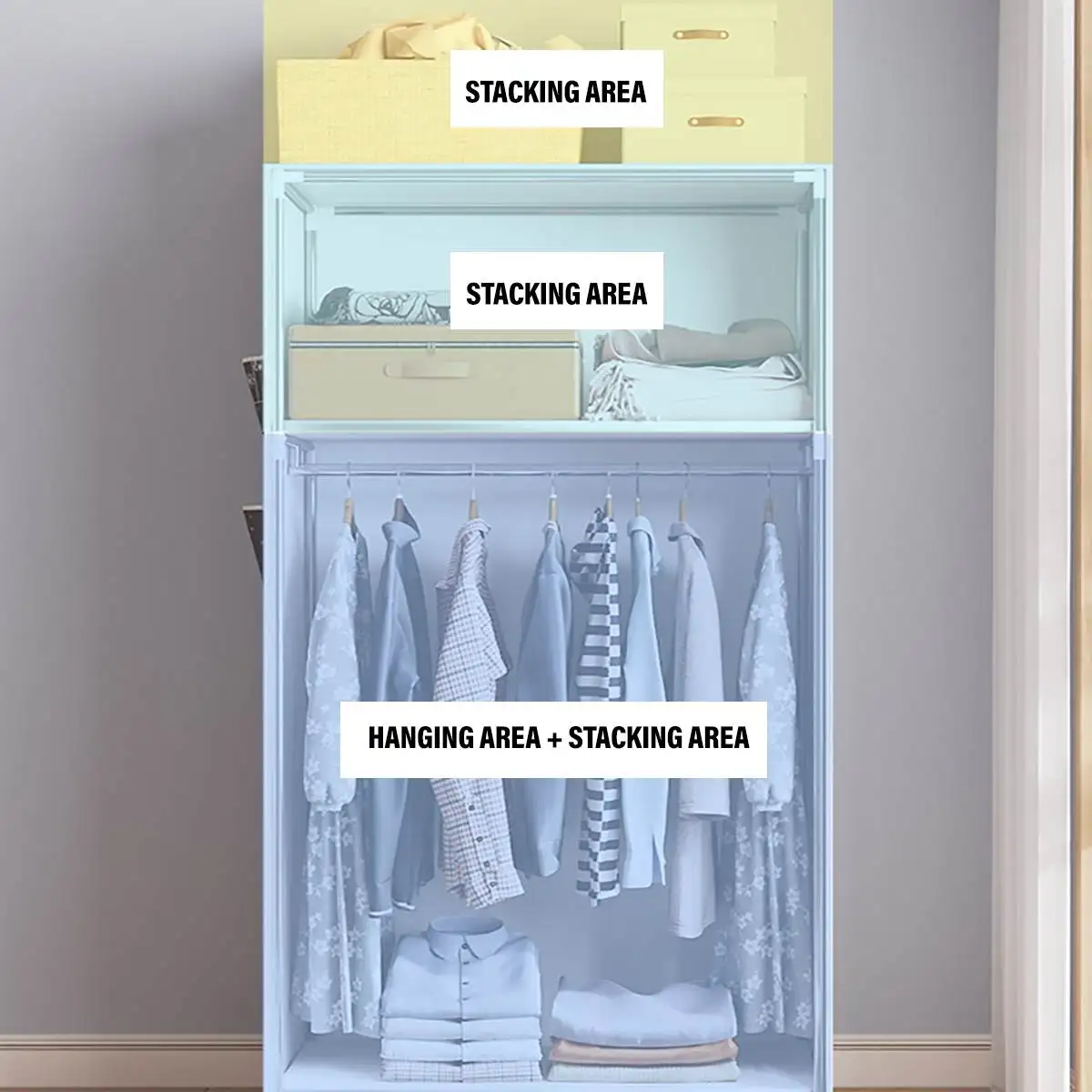 

Folding Wardrobe Non-woven Fabric Cloth Storage Cabinet Organizer DIY Assembly Moisture Dustproof Wardrobe Closet 70x45x160cm