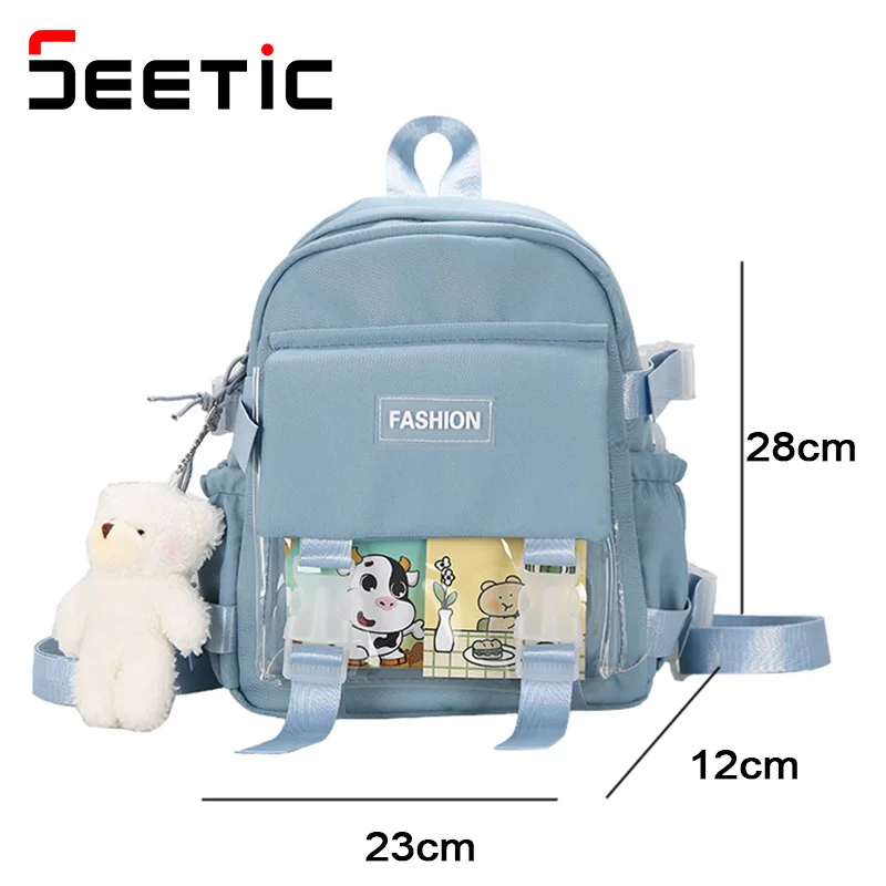

SEETIC Fashion Mini Nylon Backpack Women Kawaii Shoulder Bag For Girls Multi-Function Ladies Backpack Casual School Bag Female