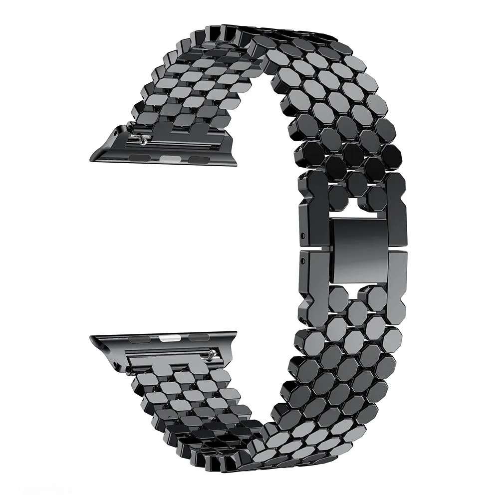 Ремешок из нержавеющей стали для apple watch, 42 мм, 38 мм, 40 мм, 44 мм, браслет для iwatch, 5 полос, серия 5, 4, 3, 2, золотистый, черный