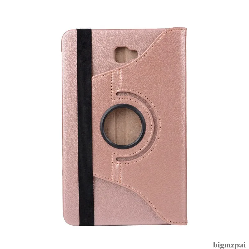 rose gold Чехол для samsung Galaxy Tab A A6 10,1 T585 T580 T580N С Откидывающейся Крышкой из искусственной кожи, с подставкой и вращающейся на 360 Litchi, защитный чехол для планшета+ пленка - Цвет: rose gold