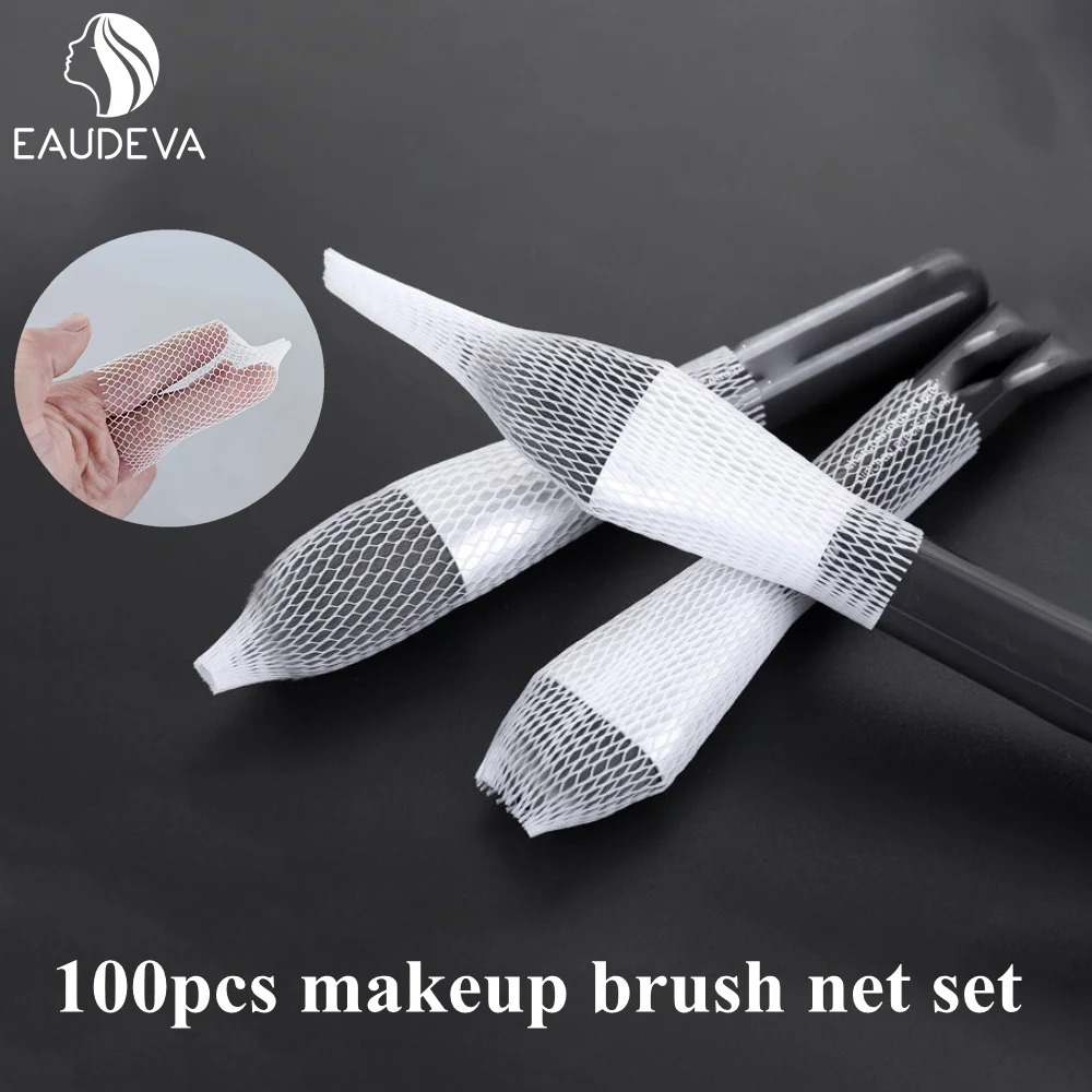 

100PCS Super Affordable White Makeup Brushes Netting Protective Cover SetStorage Mesh Sheath Protectors Cosmetics Makeup Tool
