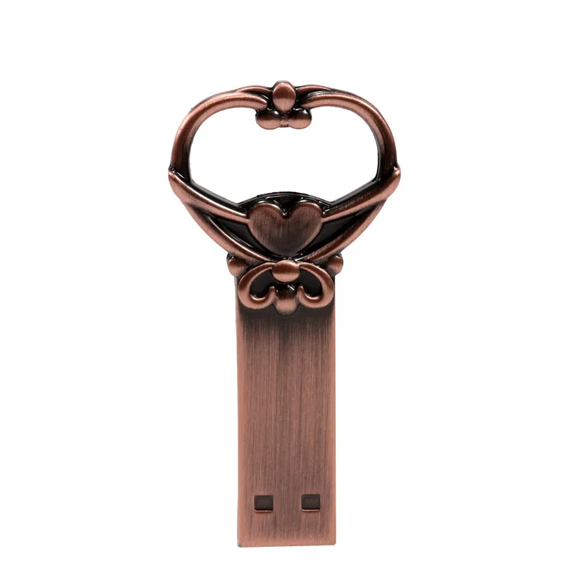 SHANDIAN любовь matal Сердце Ключ карту флэш-памяти с интерфейсом usb медь любовь флешки 4 gb 16 ГБ, 32 ГБ, 64 ГБ Флеш накопитель memory stick U диск мода подарок - Цвет: D