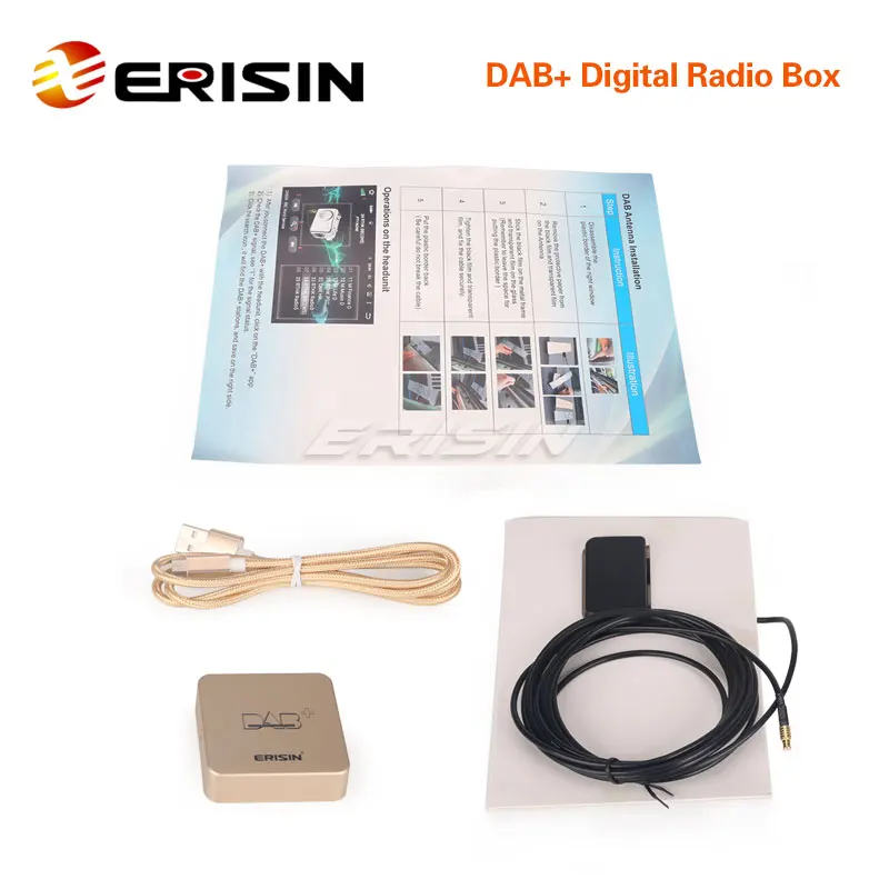 Erisin ES364 цифровое радио DAB + коробка антенна с усилением для Android 7 1/8 1/9 0/10 0
