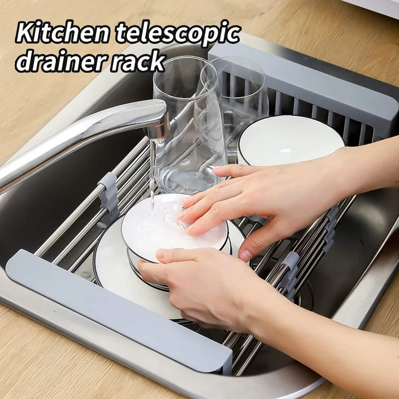 kitchen retractable drainer rack dish drying rack drainer over sink organizer rack tray drainer household bathroom gadgets tool free global shipping