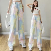 autumn straight wide leg jeans woman high waist casual full length colorful fashion cothes denim women
