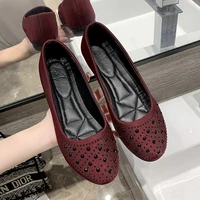 women casual flat shoes spring autumn flat loafer comfort women shoes slips soft round toe rhinestone flats shoes plus size 43