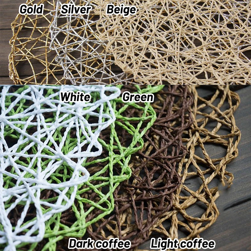 

2pcs Straw Weave Cup Pads Rural Table Hollow Mat Hand-Made Round Woven Dining Pad For Photographic Prop Tablewares Outdoor Tools