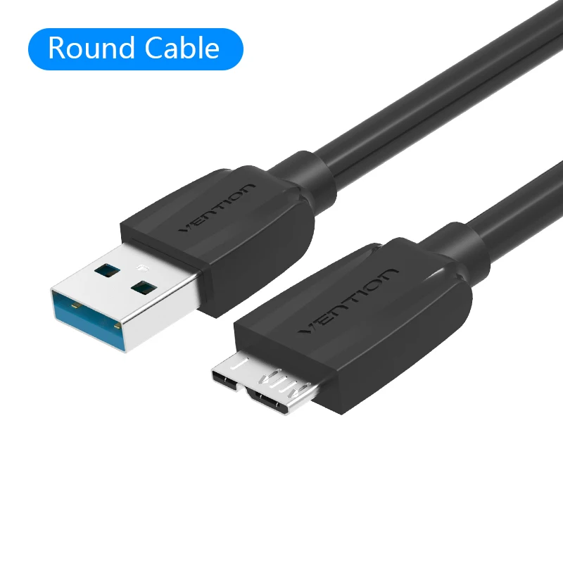 Vention Micro USB 3,0 кабель для передачи данных Micro-B кабель для быстрой зарядки для жесткого диска Galaxy Note 3 Galaxy S5 - Цвет: Round Cable