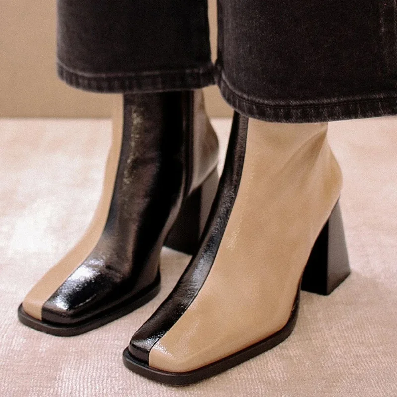 Женские ботинки челси на среднем каблуке Элегантные ботильоны с боковой молнией