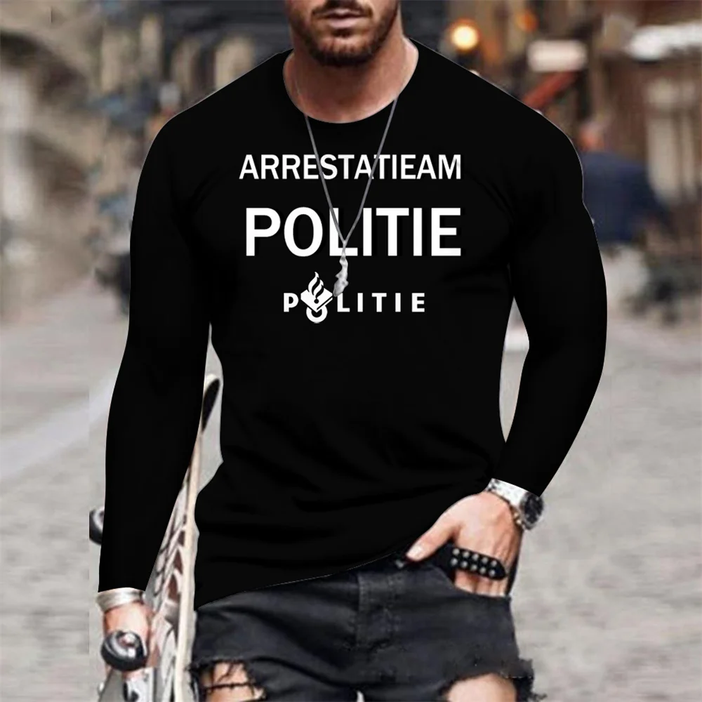 

Police T Shirt Short Sleeve Cotton Politie T-shirt New Netherlands Man Tops