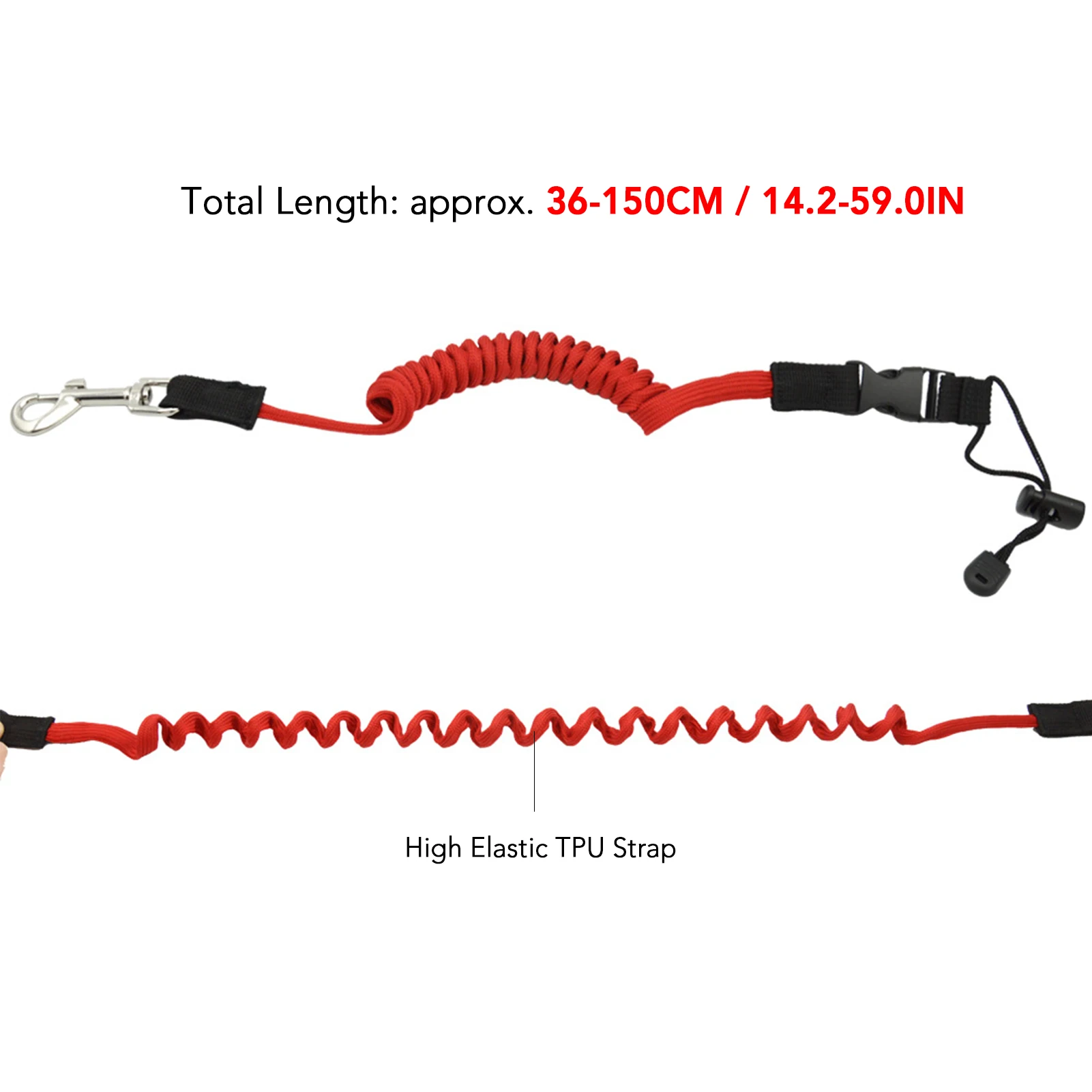 

Stretchable Paddle Leash with Spring Hook Retractable Fishing Poles Leash Safety Rope for Kayak Canoe Boat