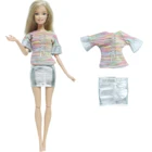 Осеннее новейшее платье для куклы BJDBUS, блузка, футболка, серебряная облегающая юбка вечерние Одежда для принцессы, одежда для Барби