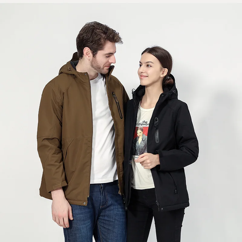 

New Style COUPLE'S MEN'S AND WOMEN'S Multi-functional Mid-length Raincoat Jacket Outdoor Heating Ski Suit