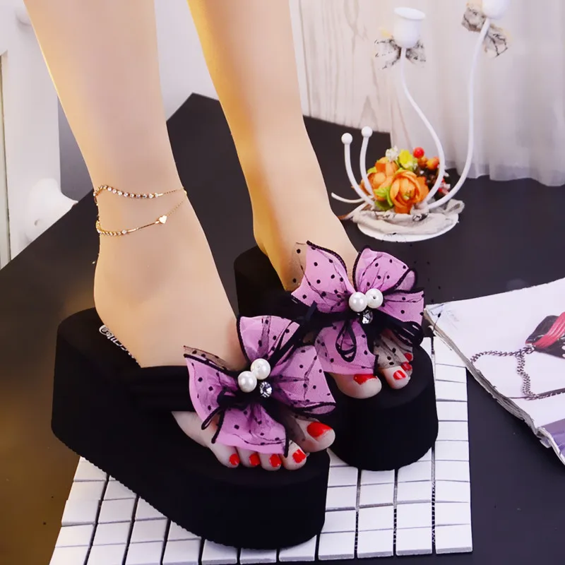 

Hot Women Flip-Flops Beach Shoes Ladies Wedge High Heels Slides Sandals Woman Platform Slippers