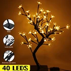 Светодиодный светильник в виде цветущей вишни, настольная лампа для домашнего декора, ночсветильник теплого белого цвета, светильник тное освещение, декоративное освещение для спальни