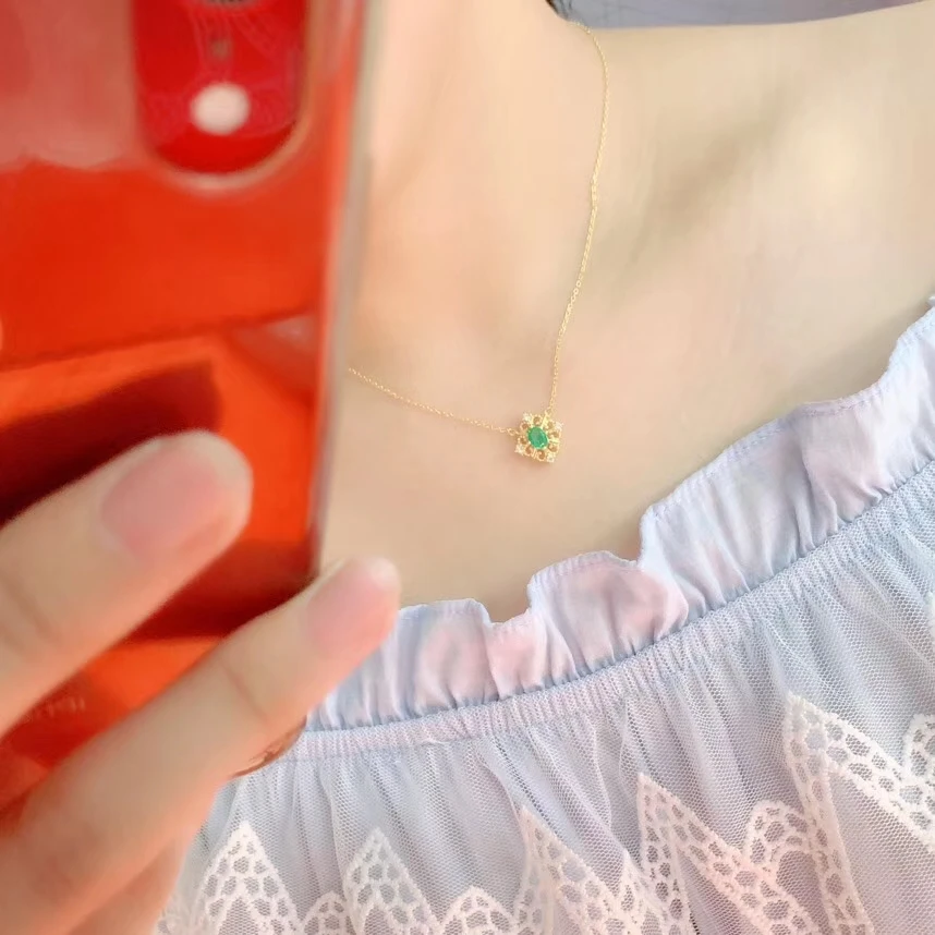 Ожерелье из натурального зеленого изумруда для женщин стильное колье