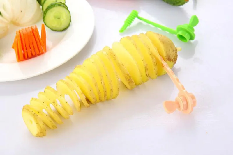 Спиральный резак для картофеля, слайсер, спиральные картофельные чипсы, Картофельная башня, морковь, режущие модели, кухонные инструменты для приготовления пищи, гаджеты