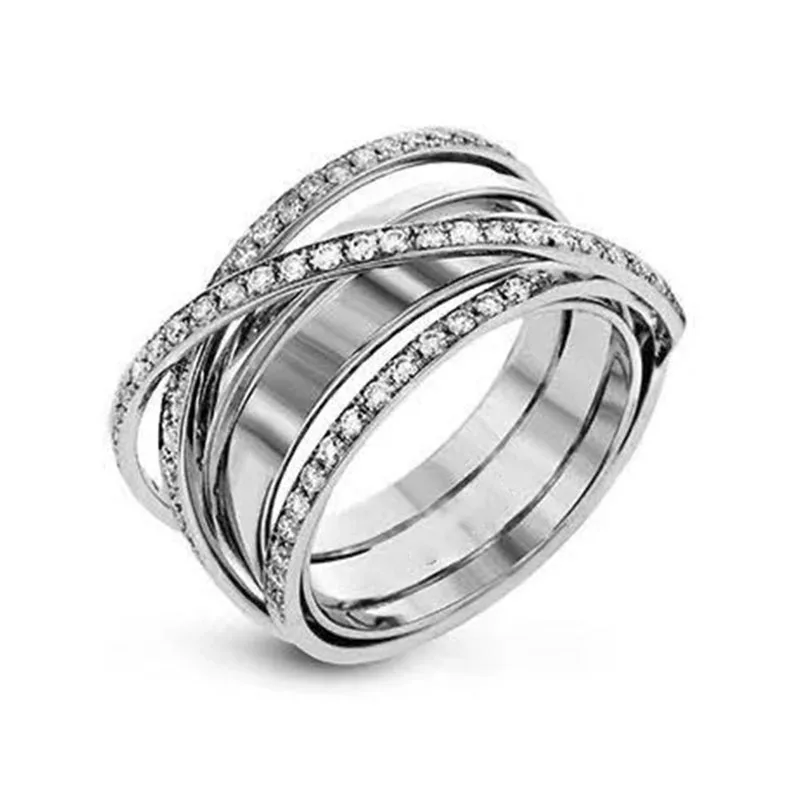 

Milangirl Silver Color Twist Wind Women Finger Rings With CZ Crystal Micro Paved Surprise Gift For Women Trendy Jewelry Ring