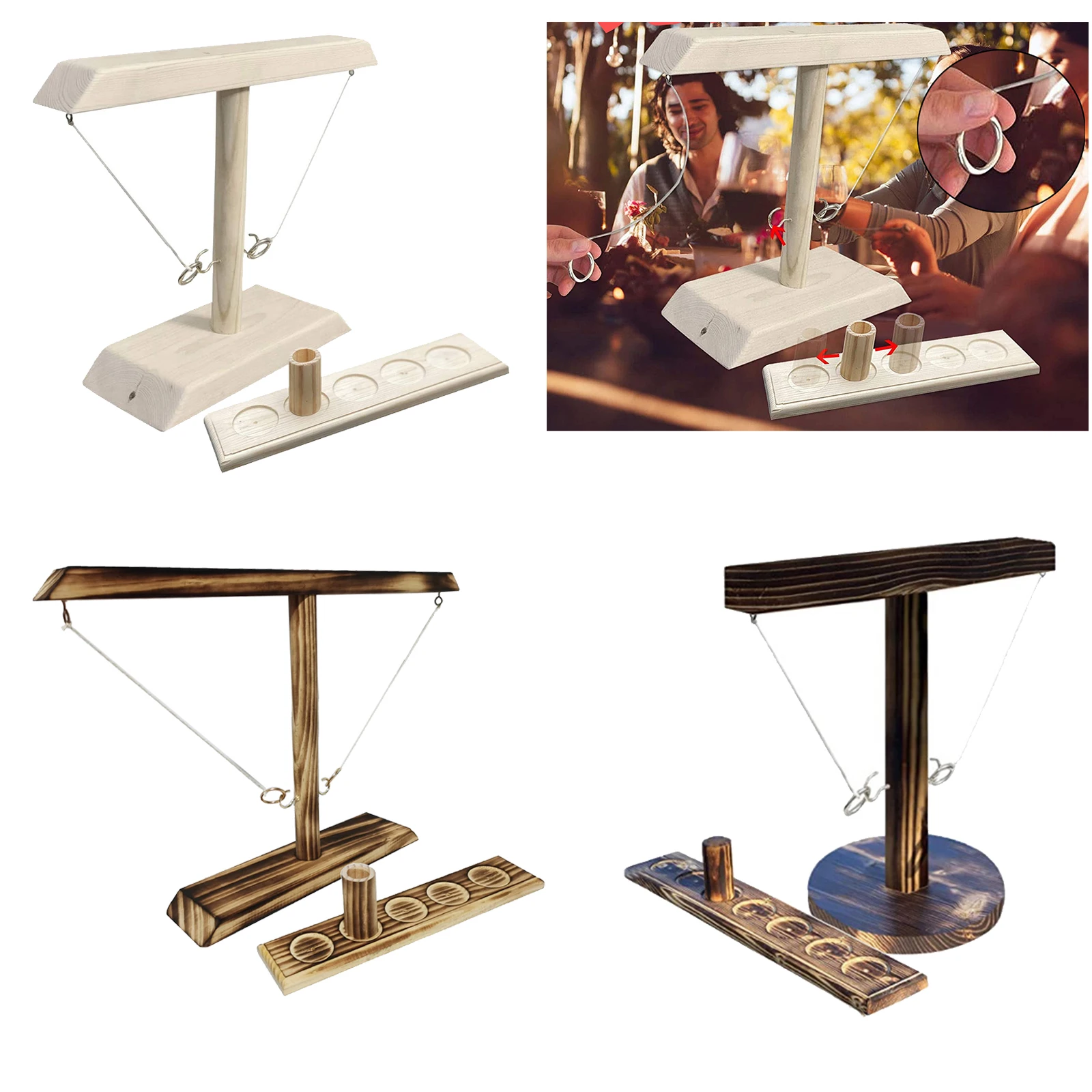 

Classic Wooden Hooks Ring Toss Game Interactive Adults Battle Target Game