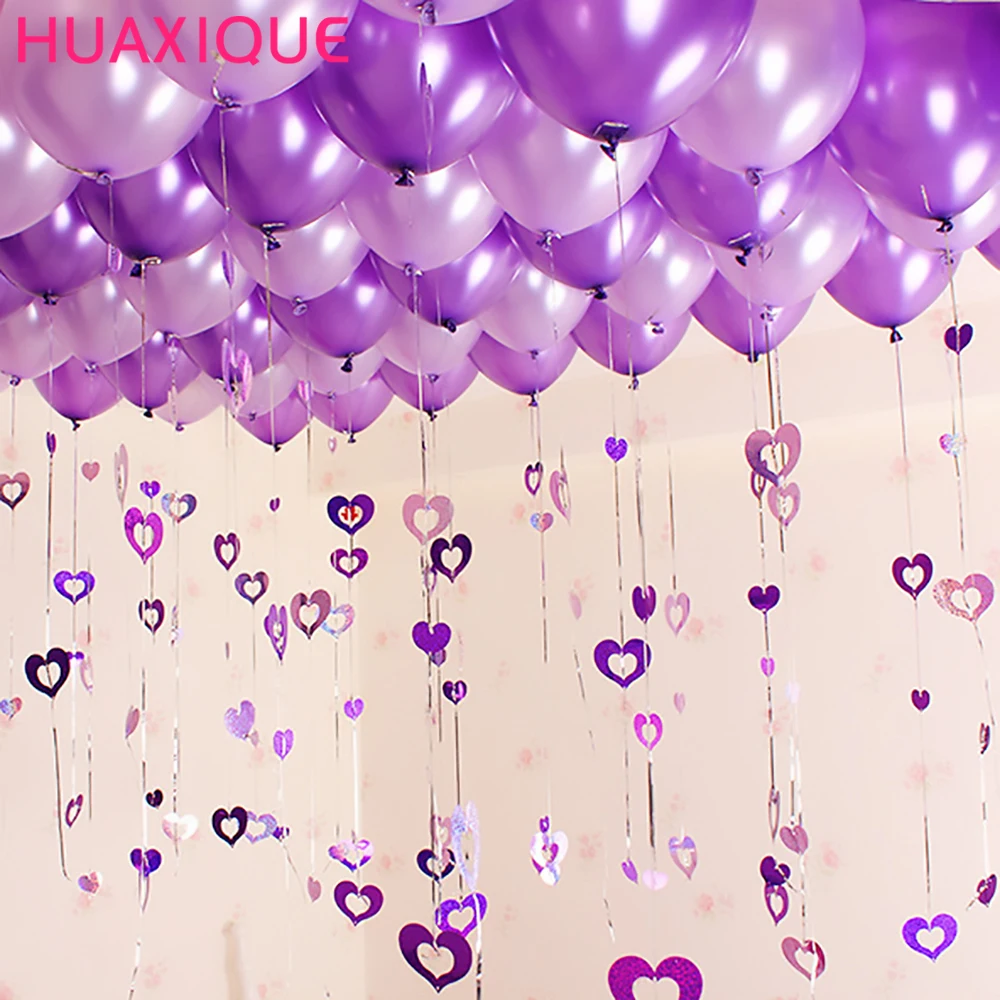 

100 Pieces Of Birthday Party Scene Arrangement Pair Of Love Rain Silk Sequin Balloon Pendant Wedding Room Decoration Supplies