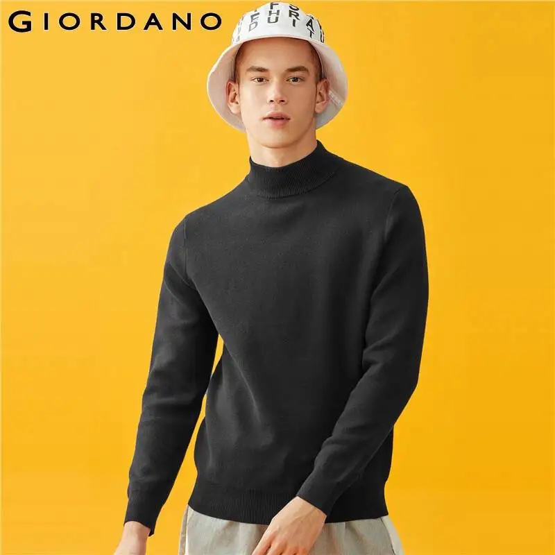 Giordano мужской пуловер с высоким воротом и длинными рукавами из натурального
