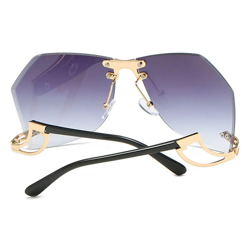 

2021 New Irregular Rimless Sunglasses Women Brand Designer Alloy Frame Oversize Gradient Sun Glasses Fashion Female Clear Shades